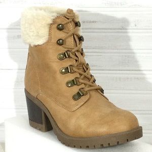 CLIFFS Vegan Suede and Fur Lace Up Boots
